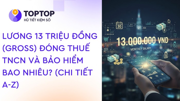Lương 13 Triệu Đồng (Gross) Đóng Thuế TNCN và Bảo Hiểm Bao Nhiêu? (Chi Tiết A-Z)