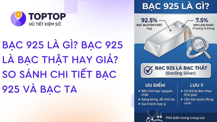 Bạc 925 là gì? Bạc 925 là bạc thật hay giả? So sánh chi tiết bạc 925 và bạc ta